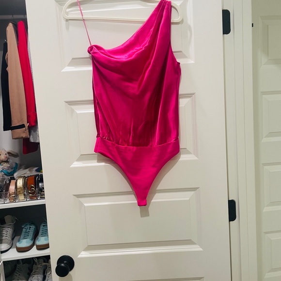 Cami NYC Magenta Satin Bodysuit - Picture 3 of 4